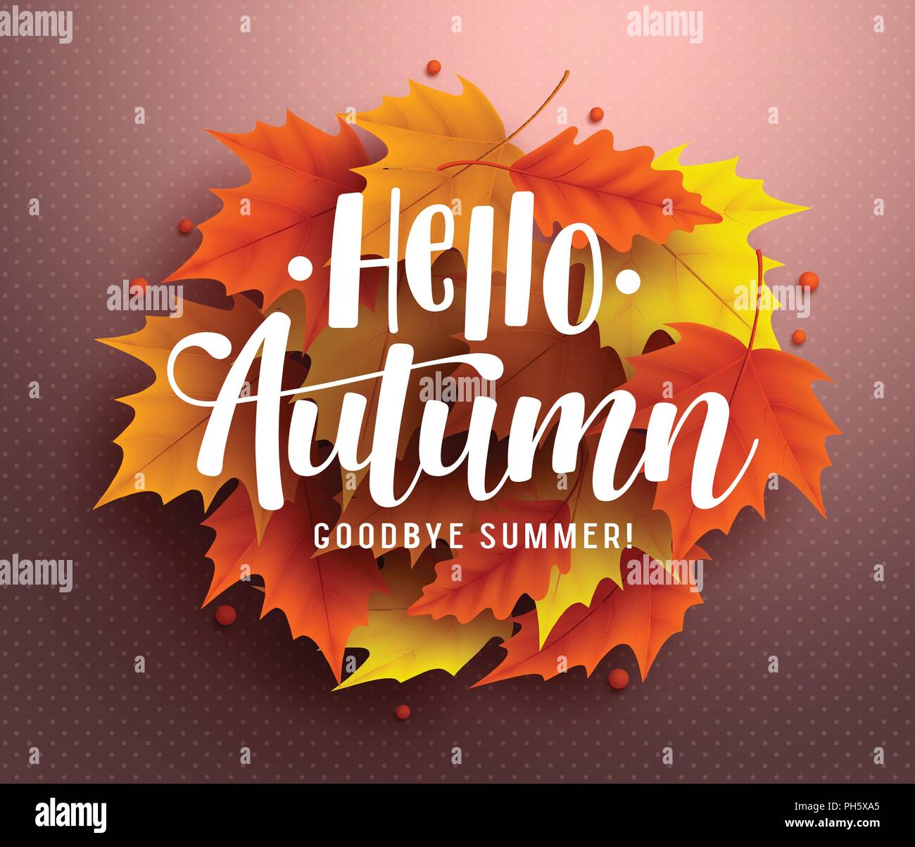 Hello autumn vector background design with autumn typography and maple ...