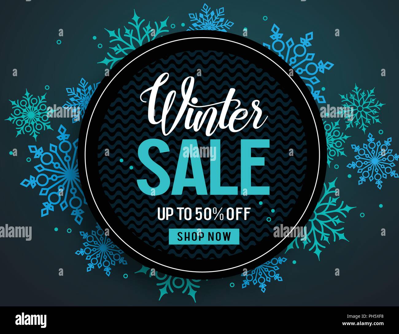 Winter sale text vector template. Winter sale special offer in circle frame  space in snow flakes background for business clearance promo banner ads  Stock Vector Image & Art - Alamy