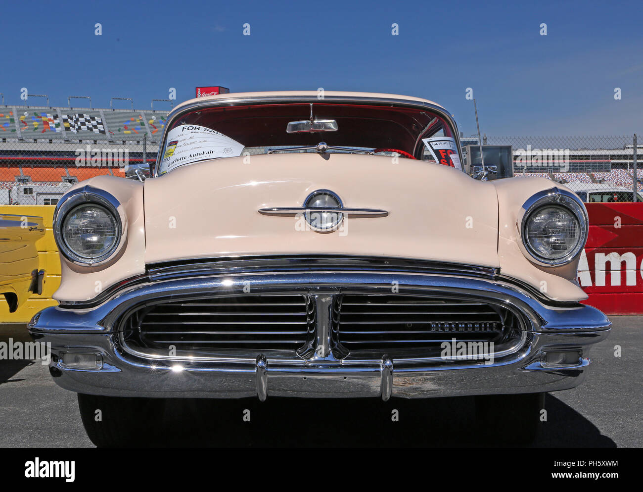 CONCORD, NC — April 8, 2017:  A 1956 Oldsmobile 88 automobile on display at the Pennzoil AutoFair classic car show held at Charlotte Motor Speedway. Stock Photo