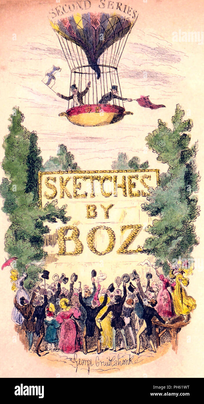 GEORGE CRUISHANK ( ) English cartoonist. His frontispiece to Series 2 of  Charles Dickens'  'Sketches by Boz' published in 1837 Stock Photo