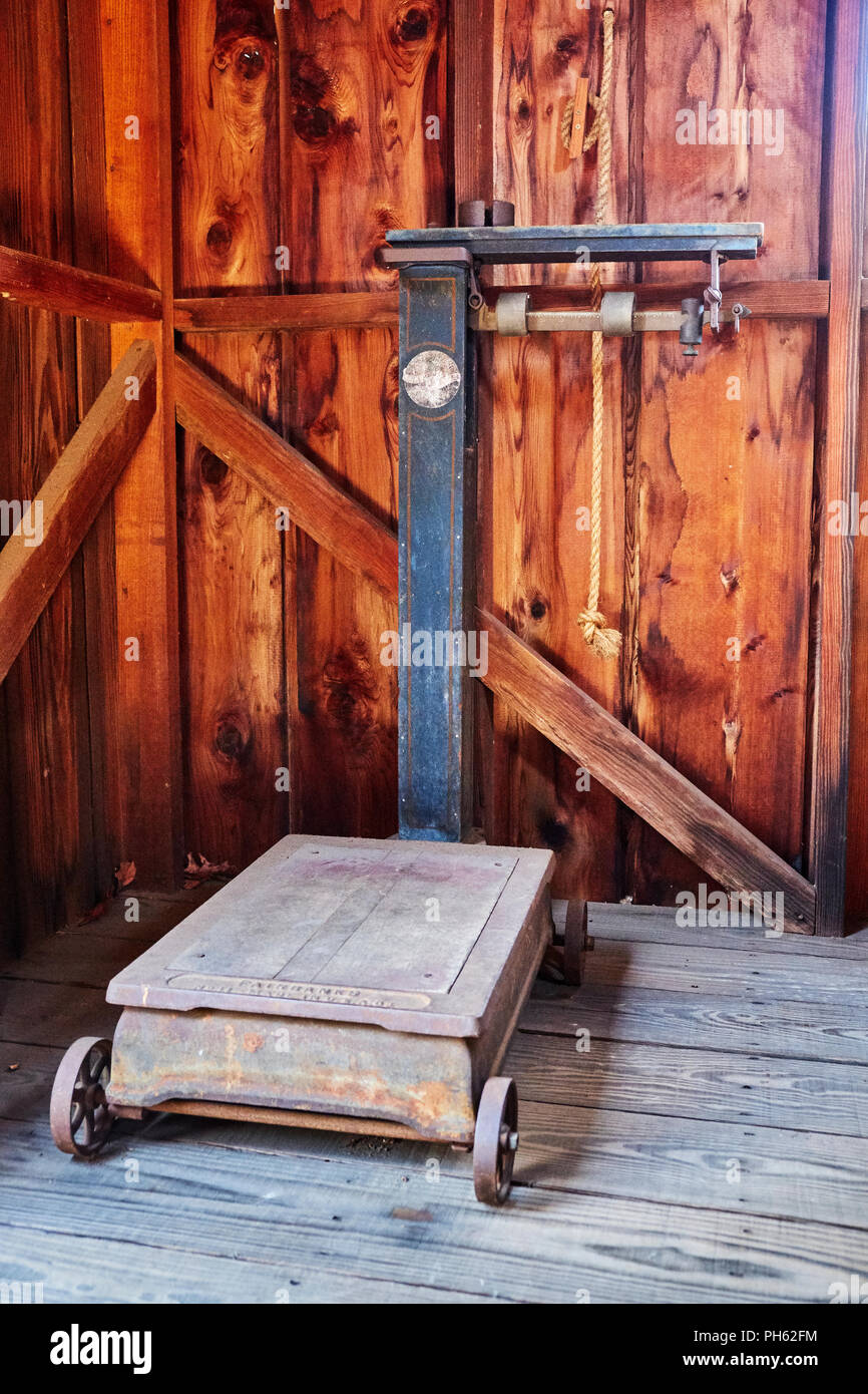 Large old scale used to weigh cotton in the 1800's in Old Alabama Town