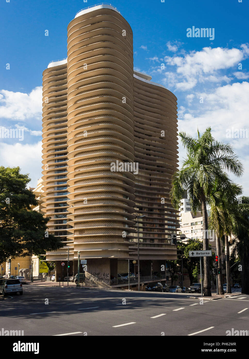 Edificio Niemeyer, at the city of Belo Horizonte, Brazil - Designed by architect Oscar Niemeyer. Stock Photo