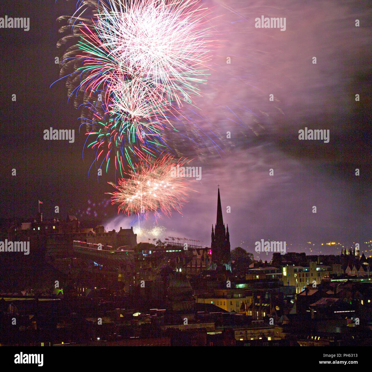 Edinburgh Festival Fireworks at Edinburgh Castle from the Salisbury
