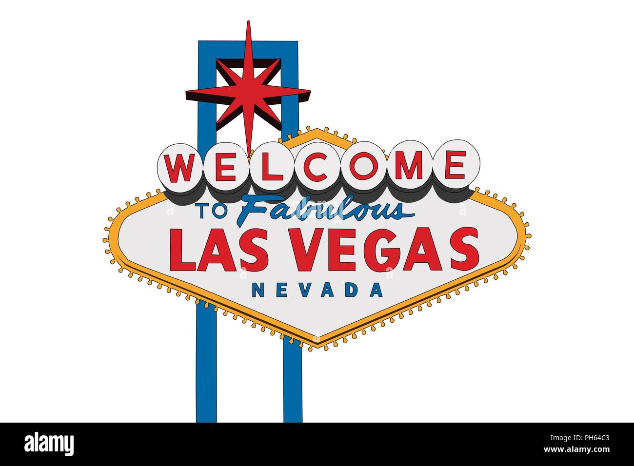 Las Vegas Nevada Welcome Sign Vector Illustration Isolated On White