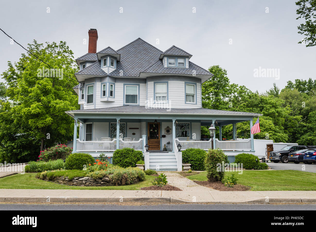 Pine Bush, NY /USA June 9, 2018 Front exterior view of Victorian