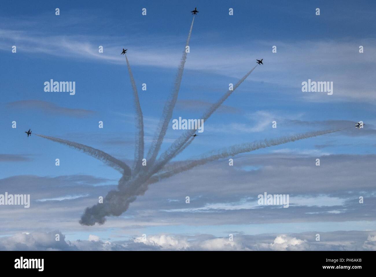 The U.S. Air Force Thunderbirds perform during Arctic Thunder Open
