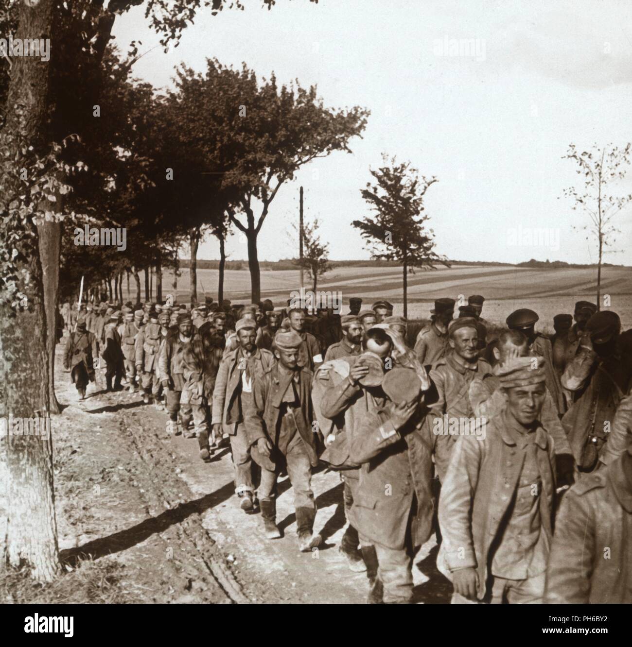 Prisoners, Route de l'Epine, France, c1914-c1918. Artist: Unknown. Stock Photo
