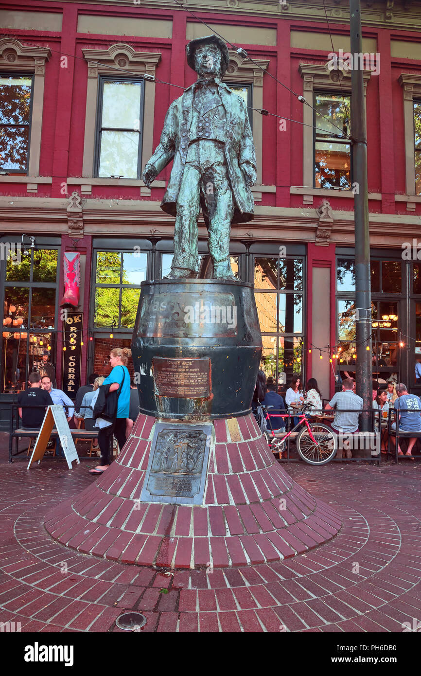 Statue of legend Gassy Jack,  Gastown. Vancouver, British Columbia, Canada Stock Photo