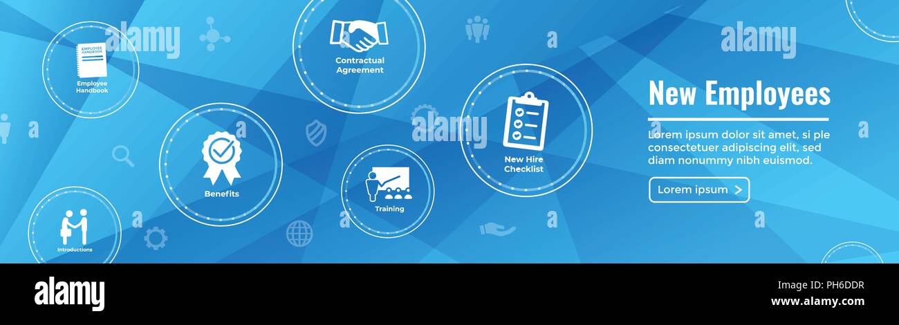 New Employee Hiring Process Icon Set Web Header Banner W