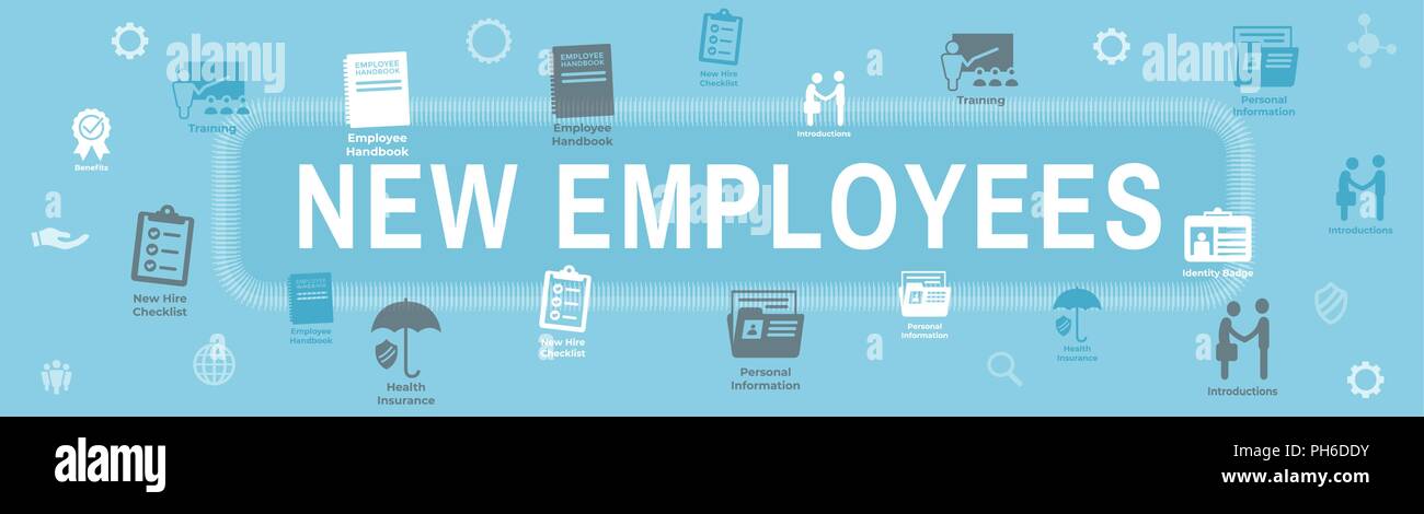 New Employee Hiring Process Icon Set Handbook Checklist Etc