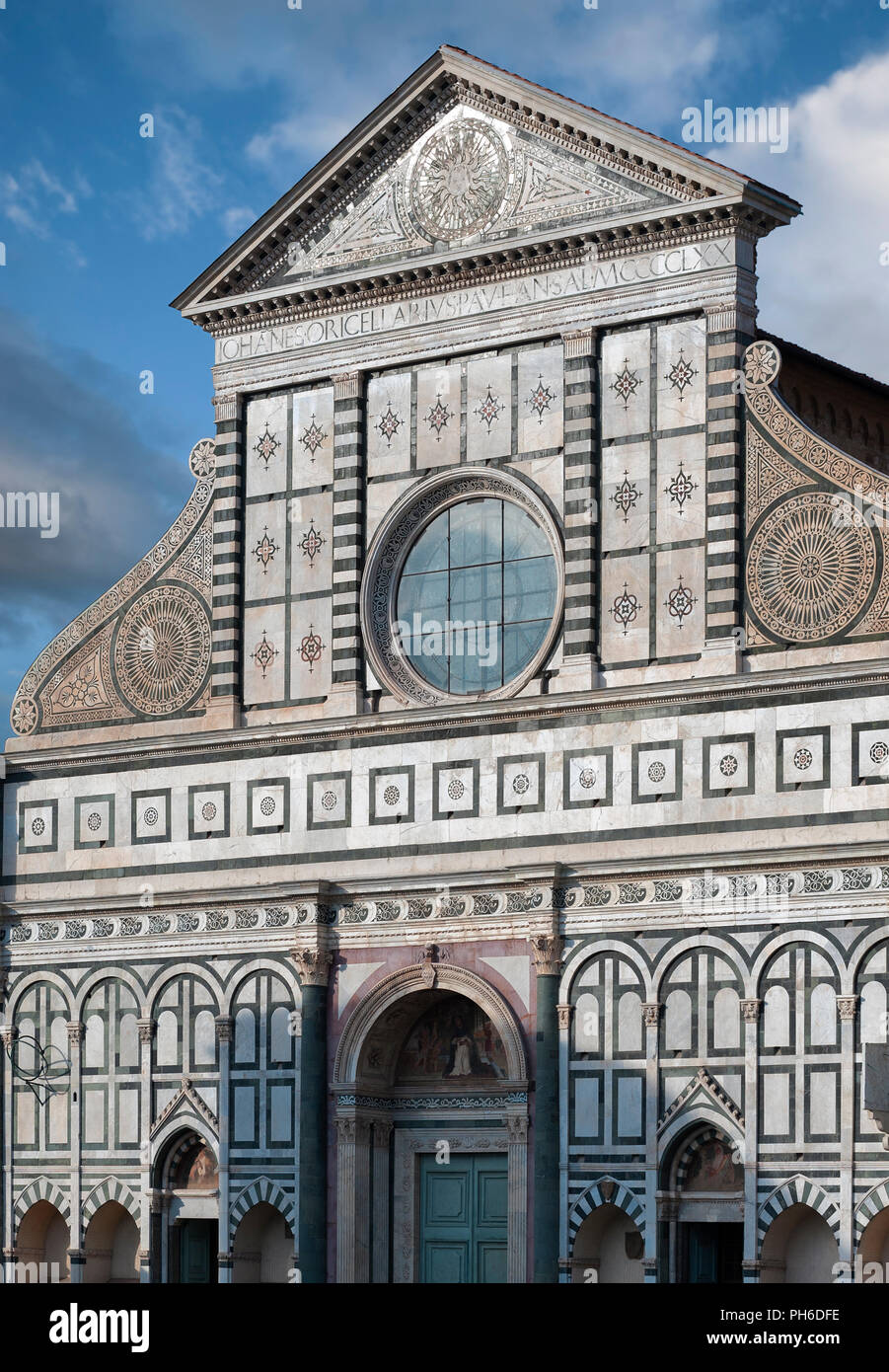 The facade of Santa Maria Novella completed by Leon Battista