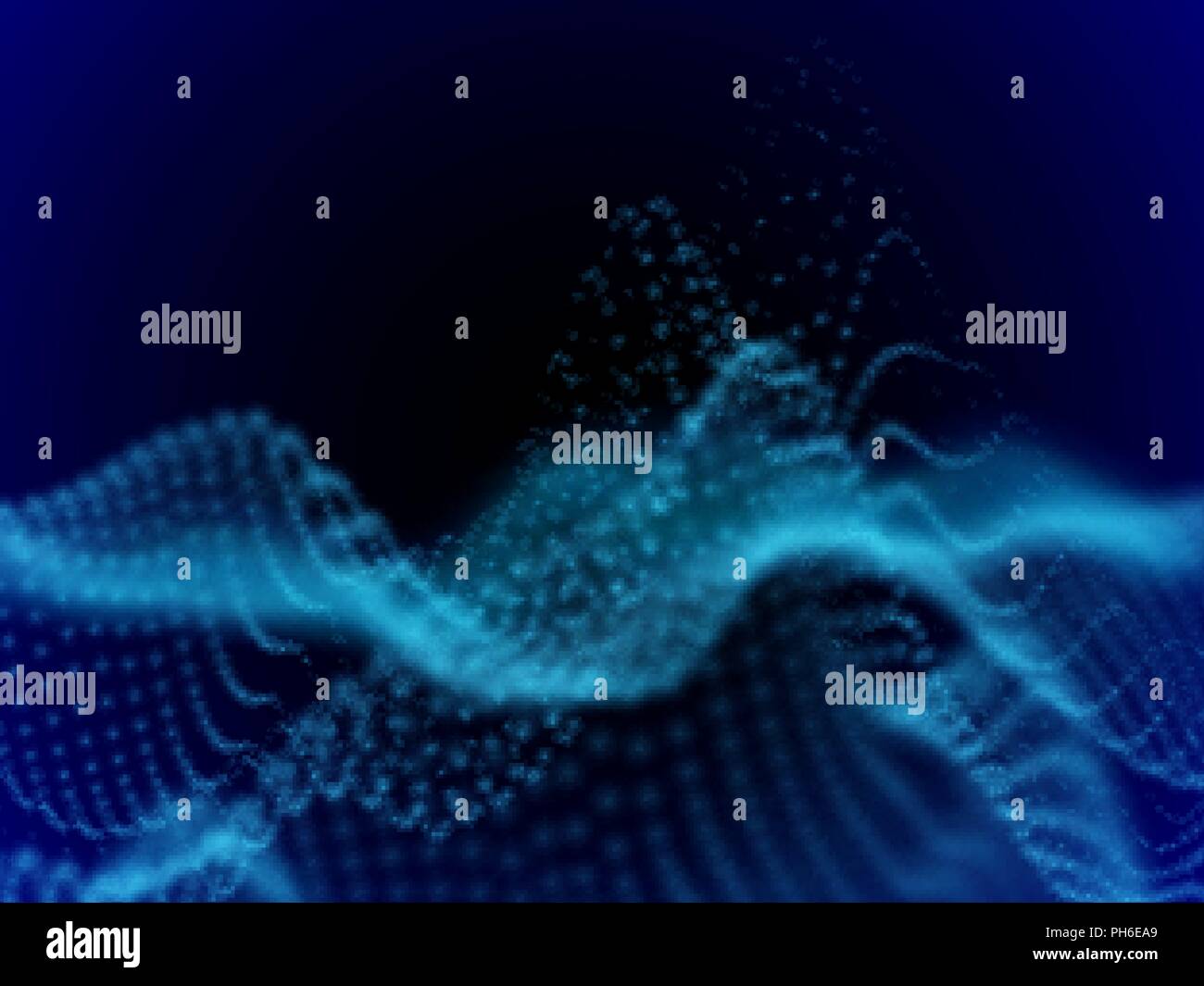 Digital landscape with flowing dots. 3D particle sound waves Stock ...