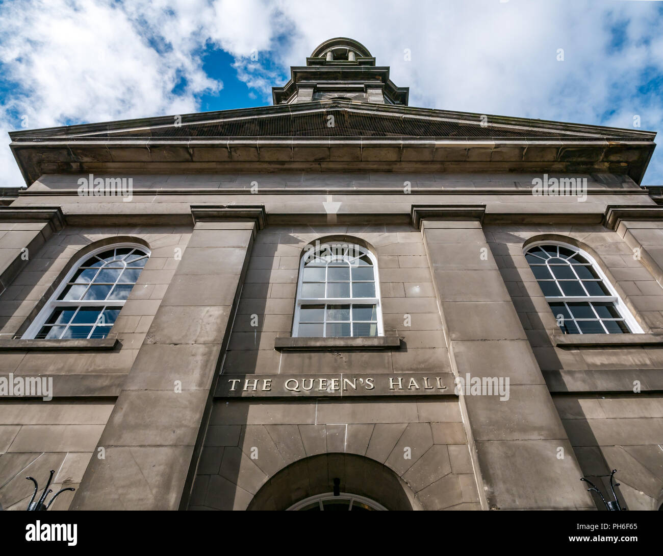 Front of Georgian Queen's Hall, former church, now concert hall and Edinburgh International Festival venue, Clerk Street, Edinburgh, Scotland, UK Stock Photo