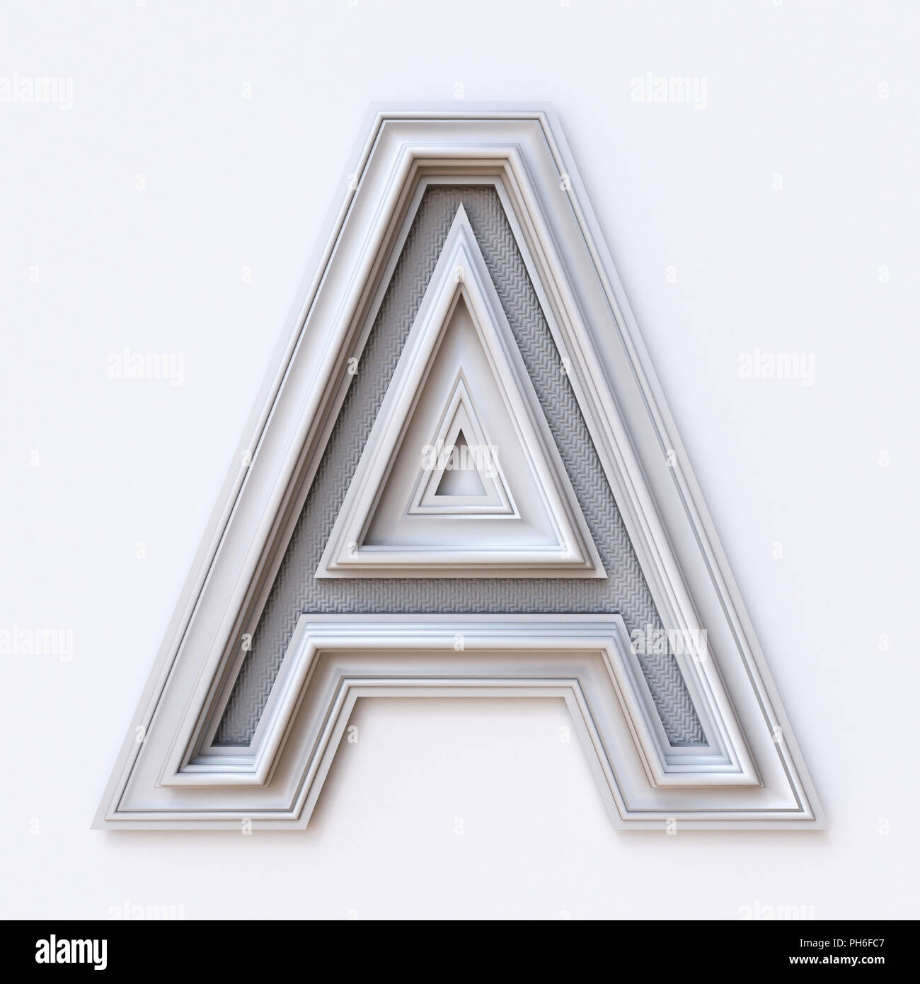 White picture frame font Letter A 3D rendering illustration isolated on white background Stock Photo