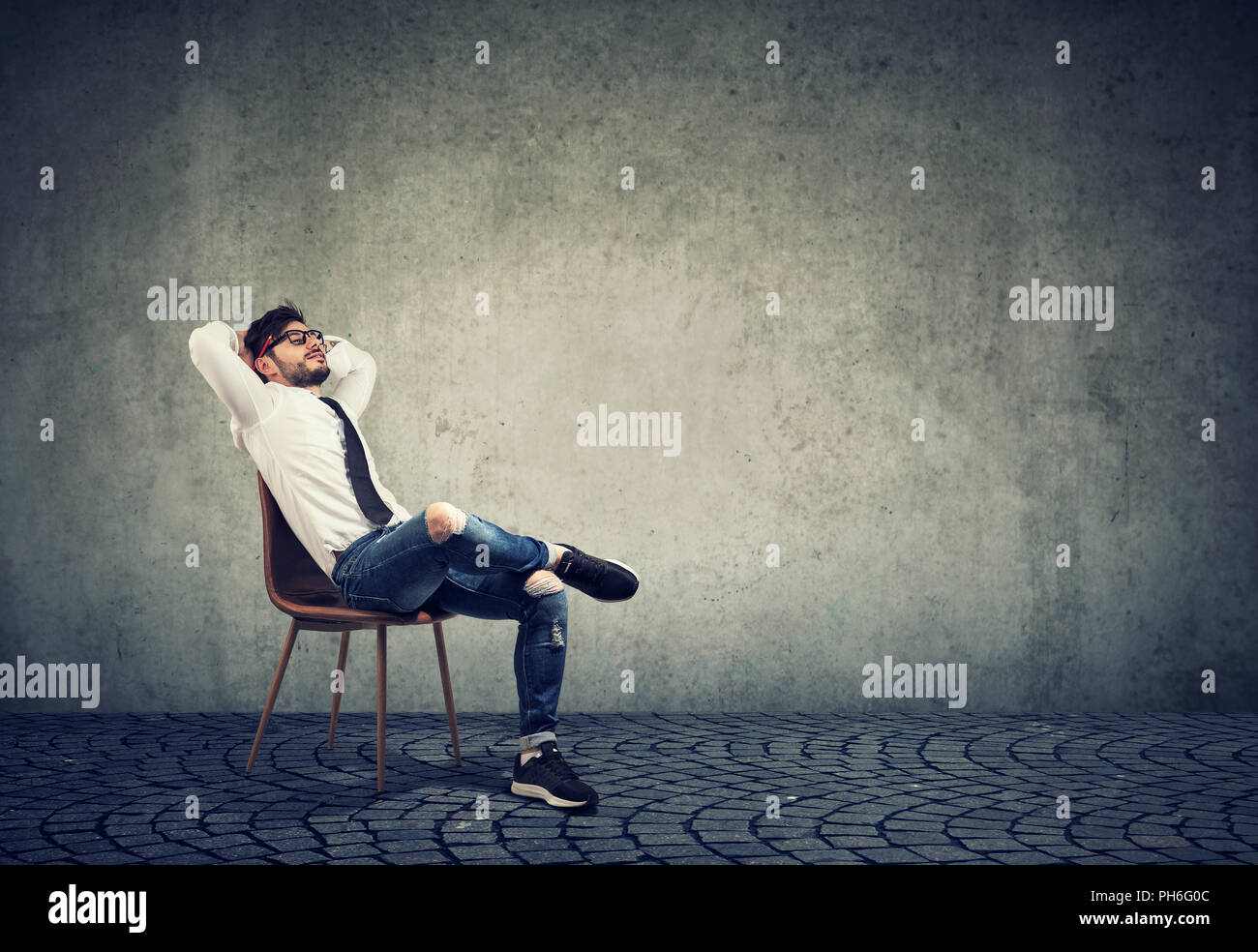 Chair sitting position of man hi-res stock photography and images - Alamy
