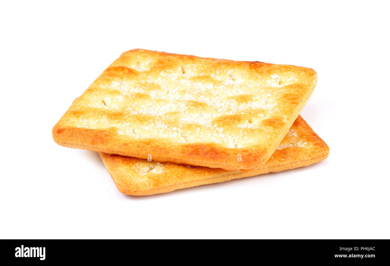 Crackers with sugar on white background Stock Photo