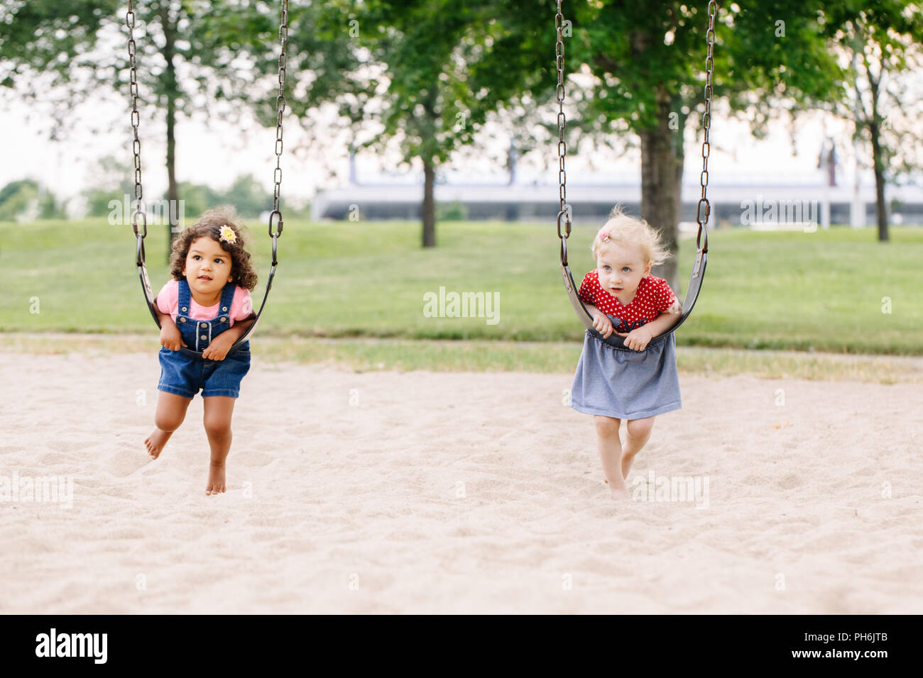Portrait Of Two Happy Smiling Little Toddlers Girls Friends