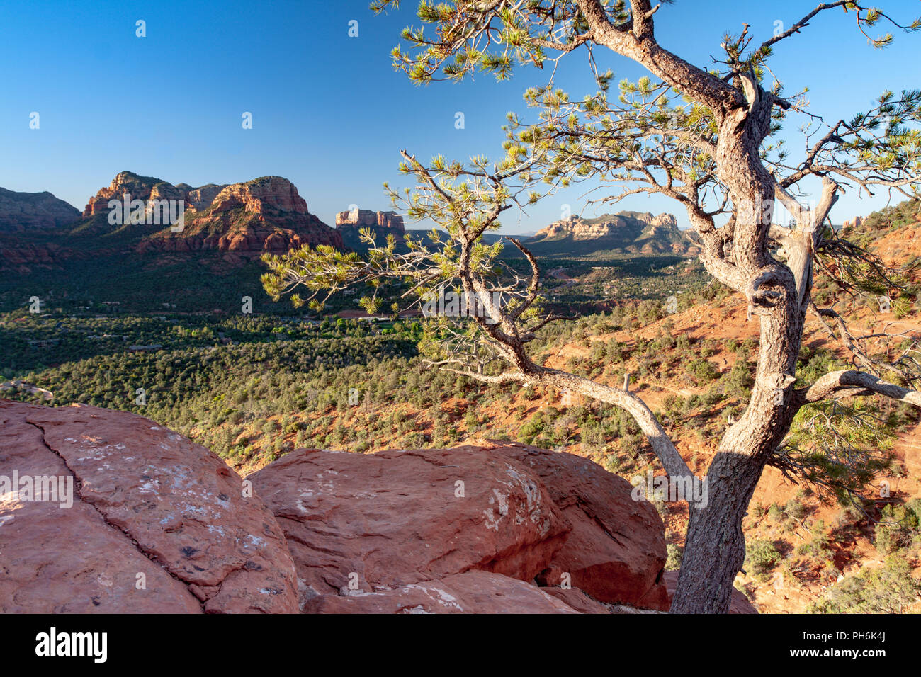 Sunrise over sandstone buttes at Sedona, Arizona, USA Stock Photo