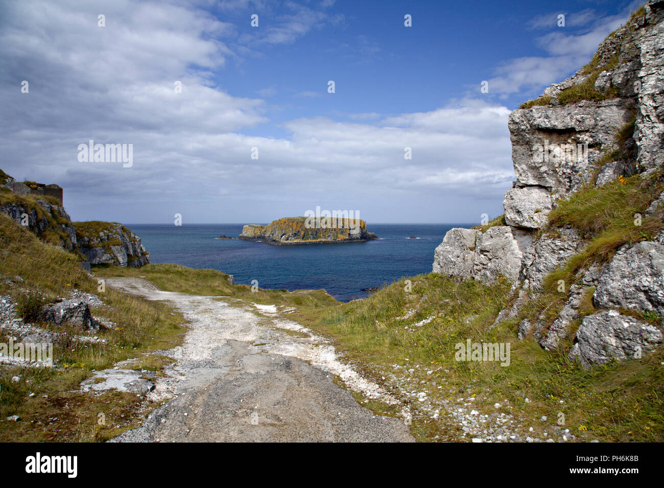 Sheep island off the coast of Antrim, Northern Ireland Stock Photo