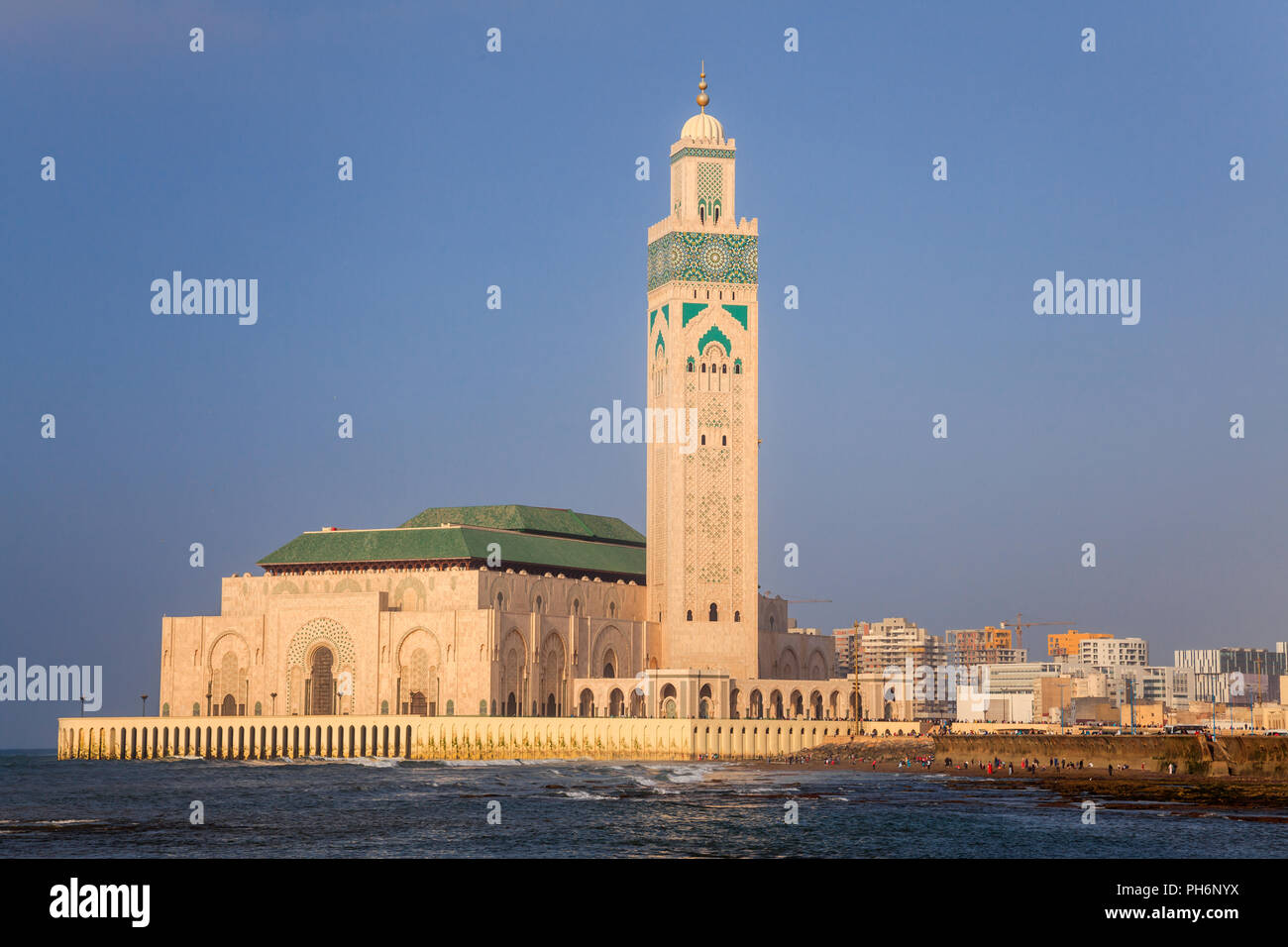 Mosque of hassan II and the sea Stock Photo