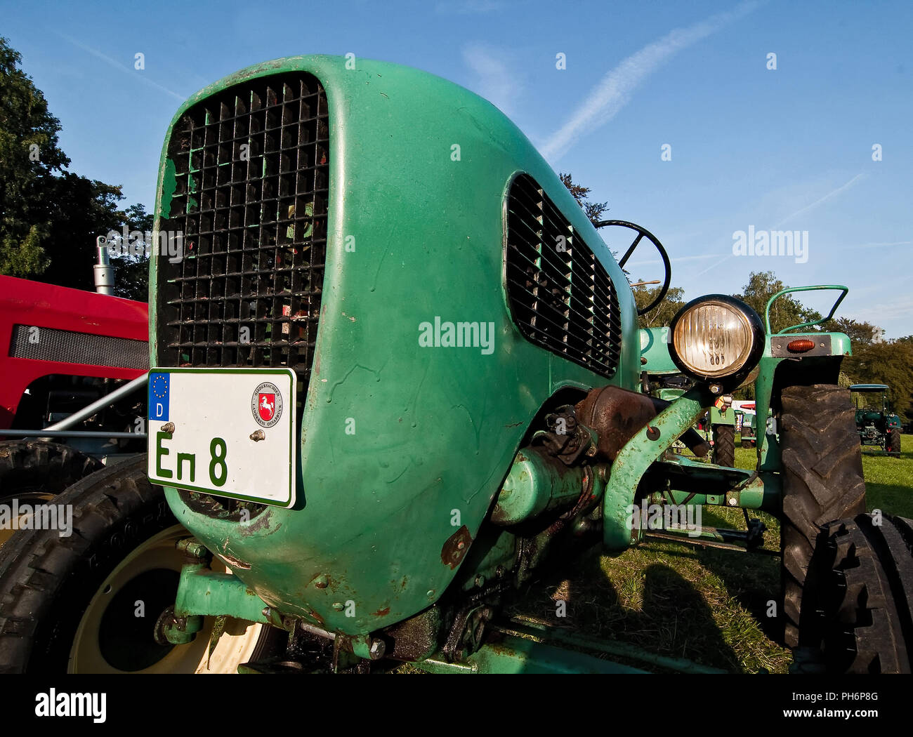 Agricultural machinery exhibition vintage tractor Stock Photo