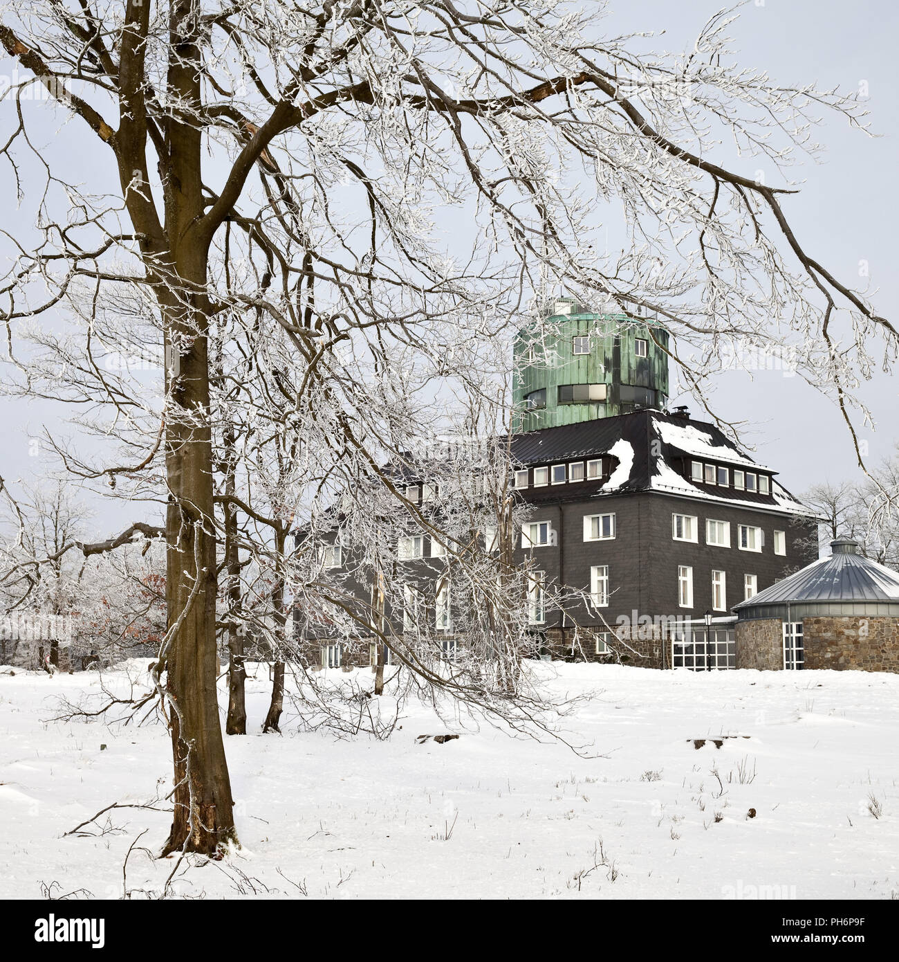 the Asten tower on Kahler Asten summit in winter Stock Photo - Alamy