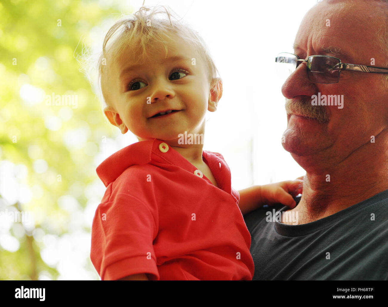 boy and his grand father,portrait Stock Photo