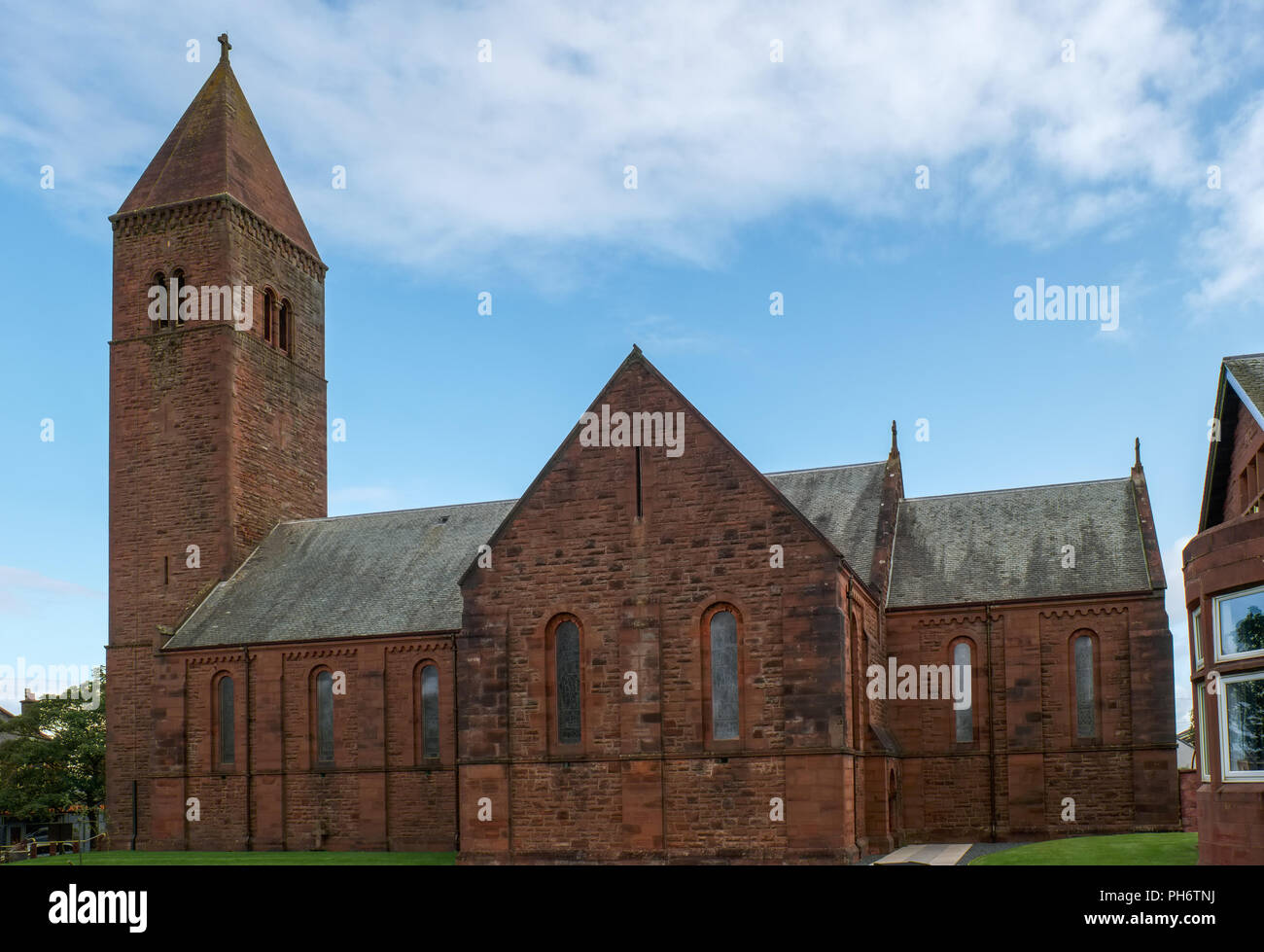 Prestwick, Scotland, UK - August 29, 2018: St Nicholas Parish Church. This is the modern parish church built in 1908 to serve the south of Prestwick,  Stock Photo