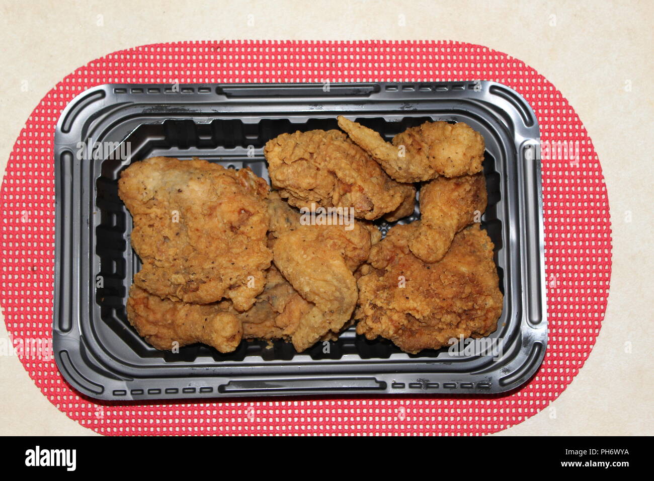 Fried Chicken In A Tray Stock Photo