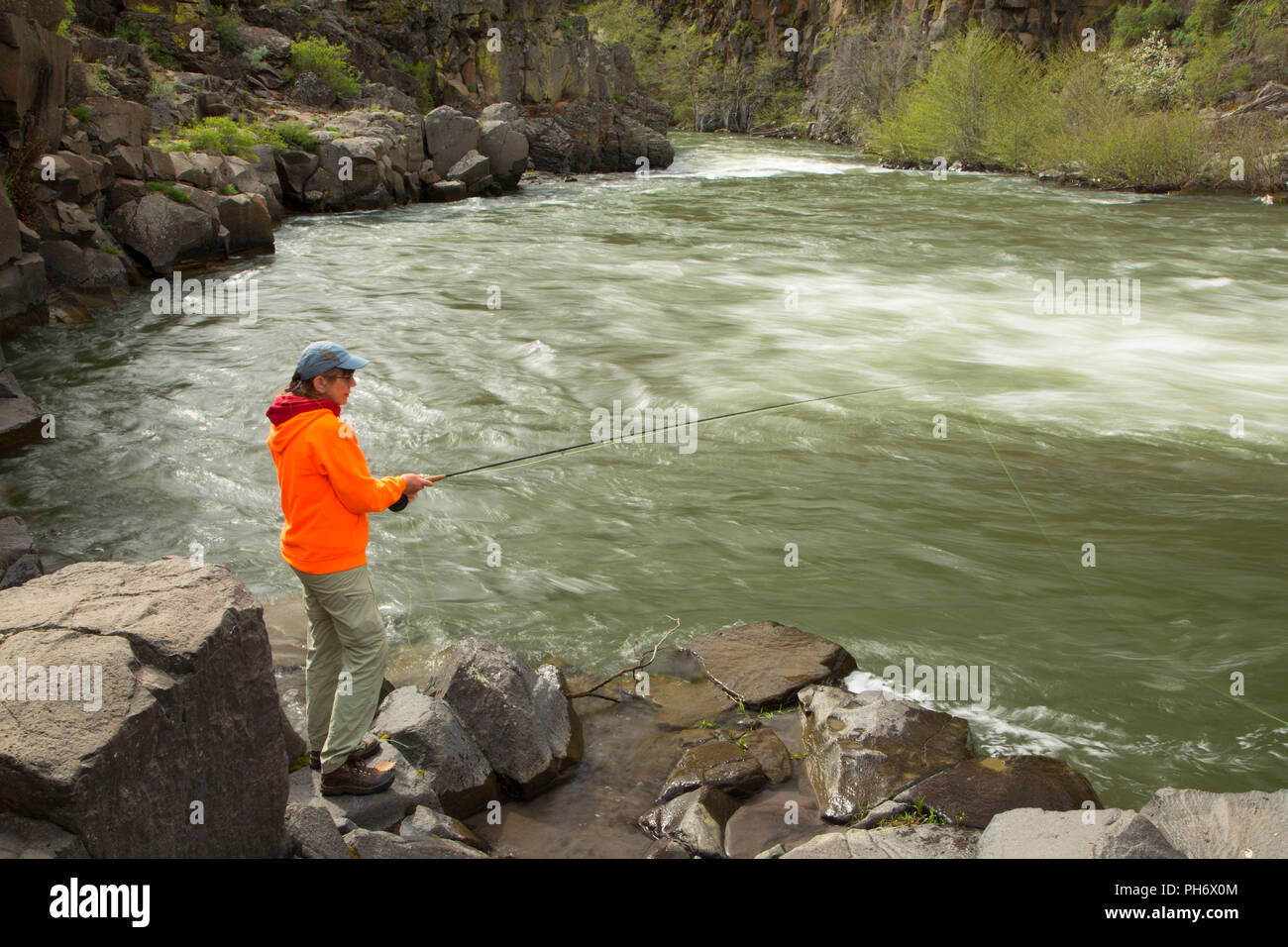 Flyfishing on the White River, White River Falls State Park, White Wild and  Scenic River, Oregon Stock Photo - Alamy