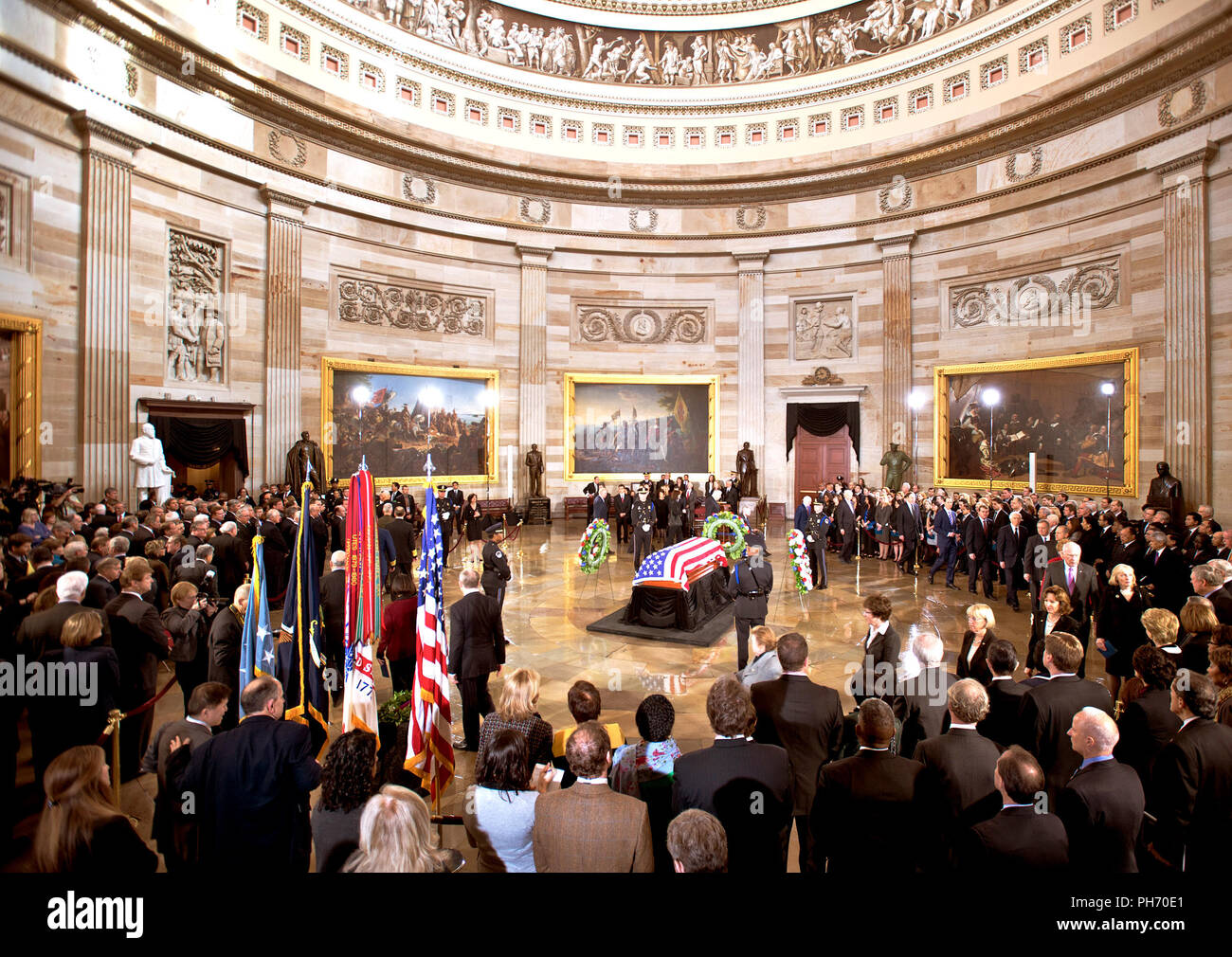 Senator Daniel K. Inouye lay in state in the Capitol Rotunda on Thursday, December 20. Stock Photo