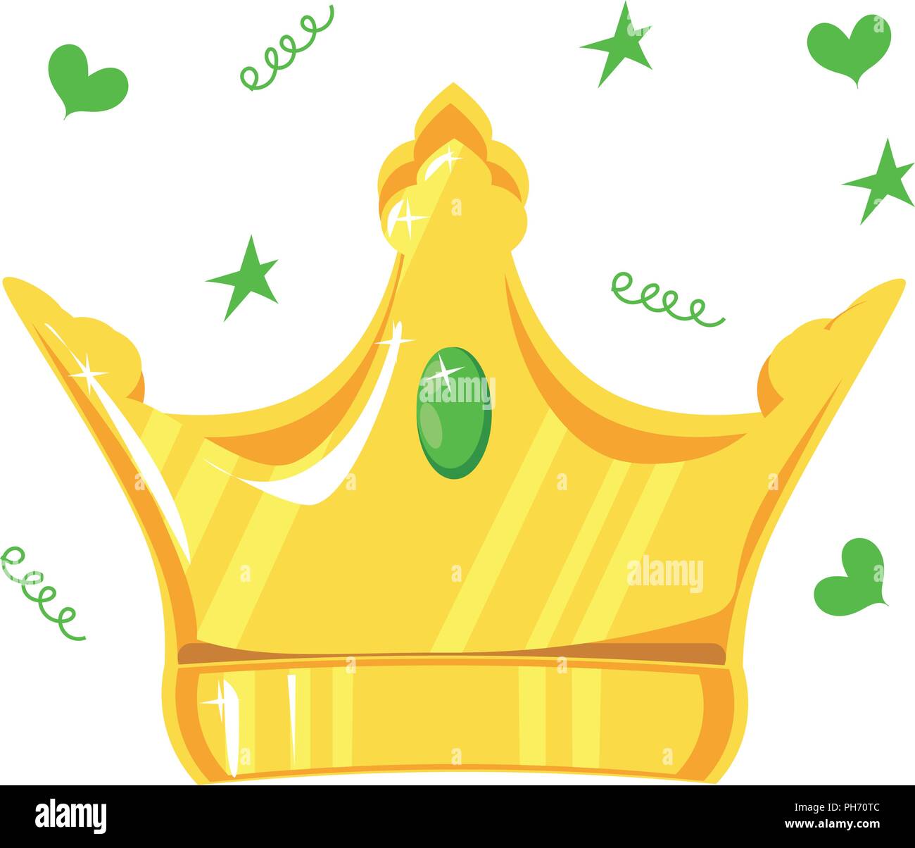 Vector illustration. Gold crown with precious stone on white background ...