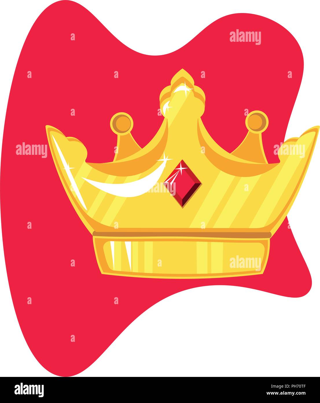 Vector illustration. Gold crown with precious stone On the color plate ...