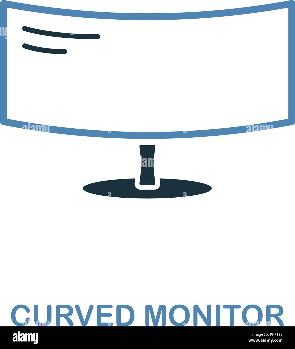 Curved Monitor icon in two colors. Simple element illustration. Curved Monitor icon design from computer collection. Symbols for web design, apps, sof Stock Vector