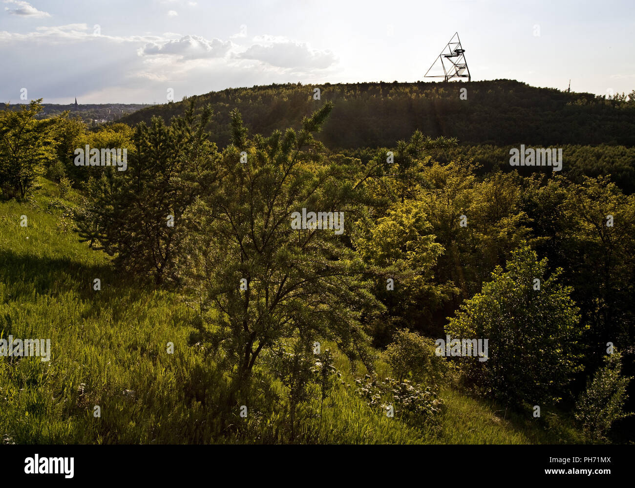 Landscape with Tetraeder in Bottrop in Germany. Stock Photo