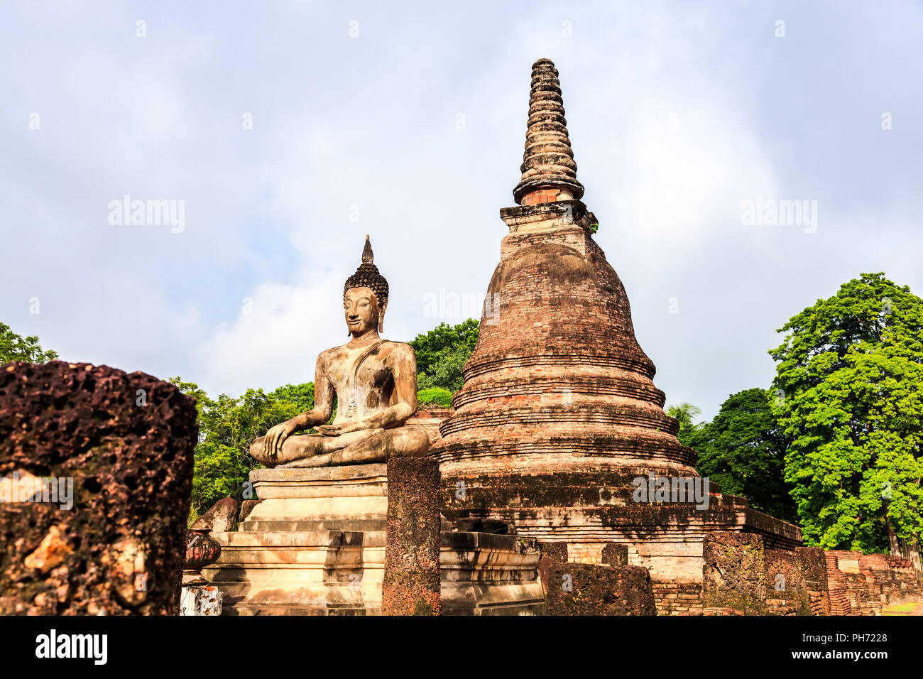 Buddha statue in sukhothai historical park Stock Photo
