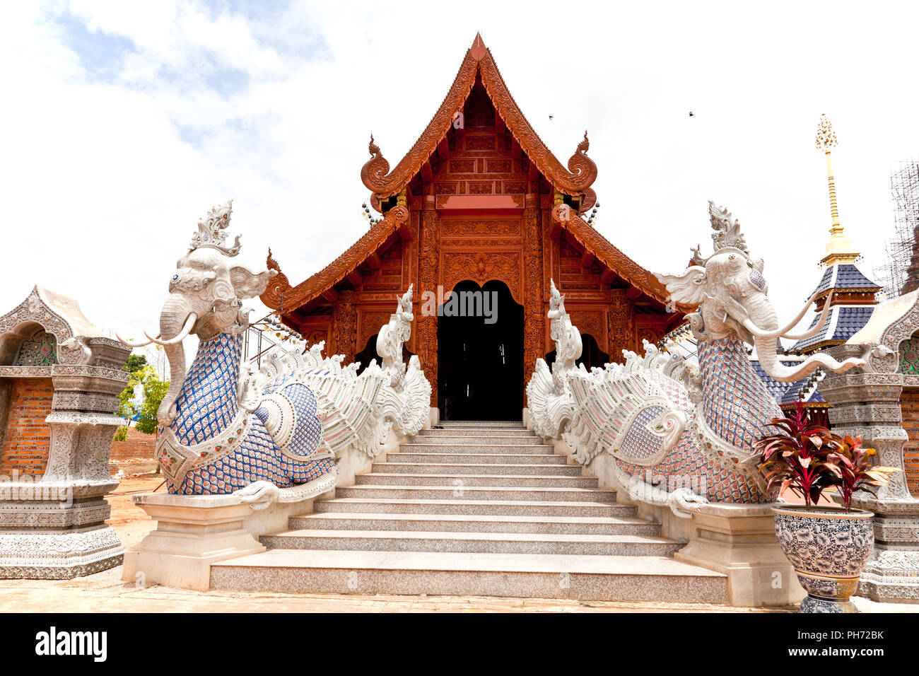 Lanna style buddhist temple in thailand Stock Photo
