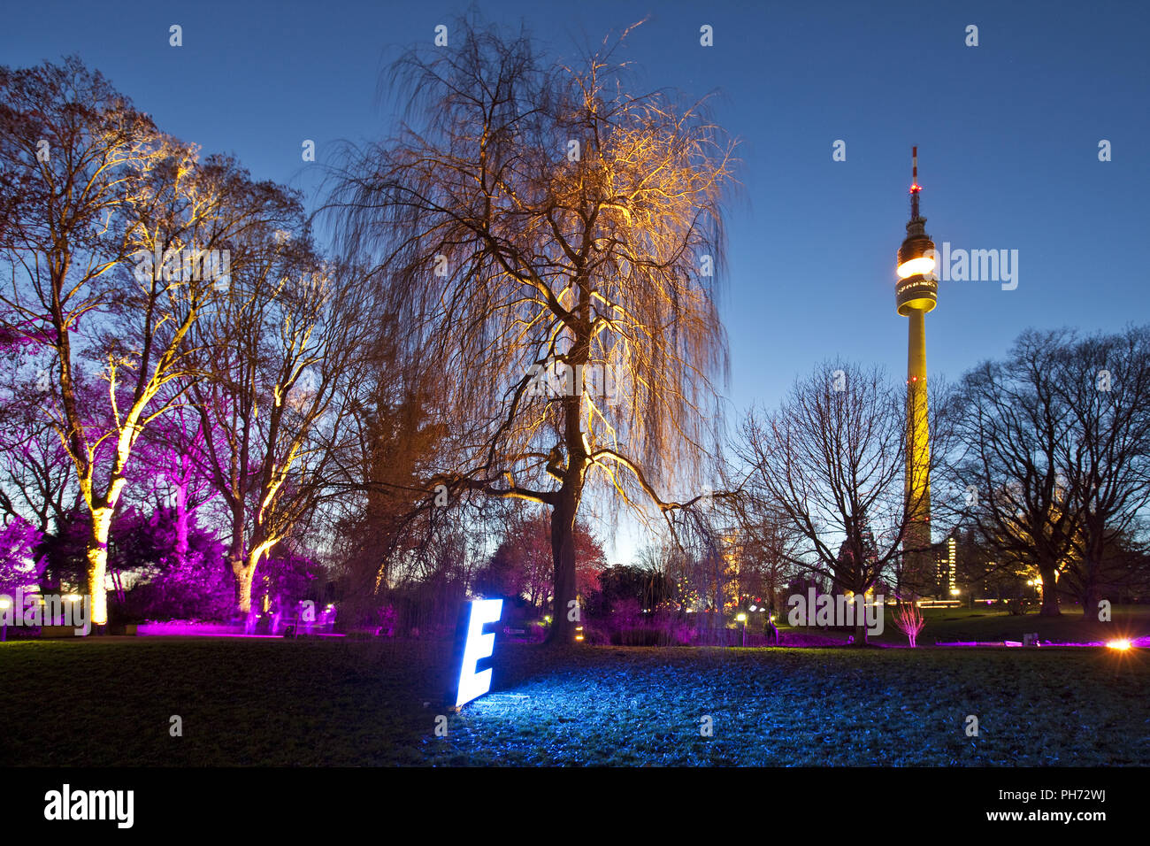 Winter lights, park Westphalia, Dortmund, Germany Stock Photo Alamy