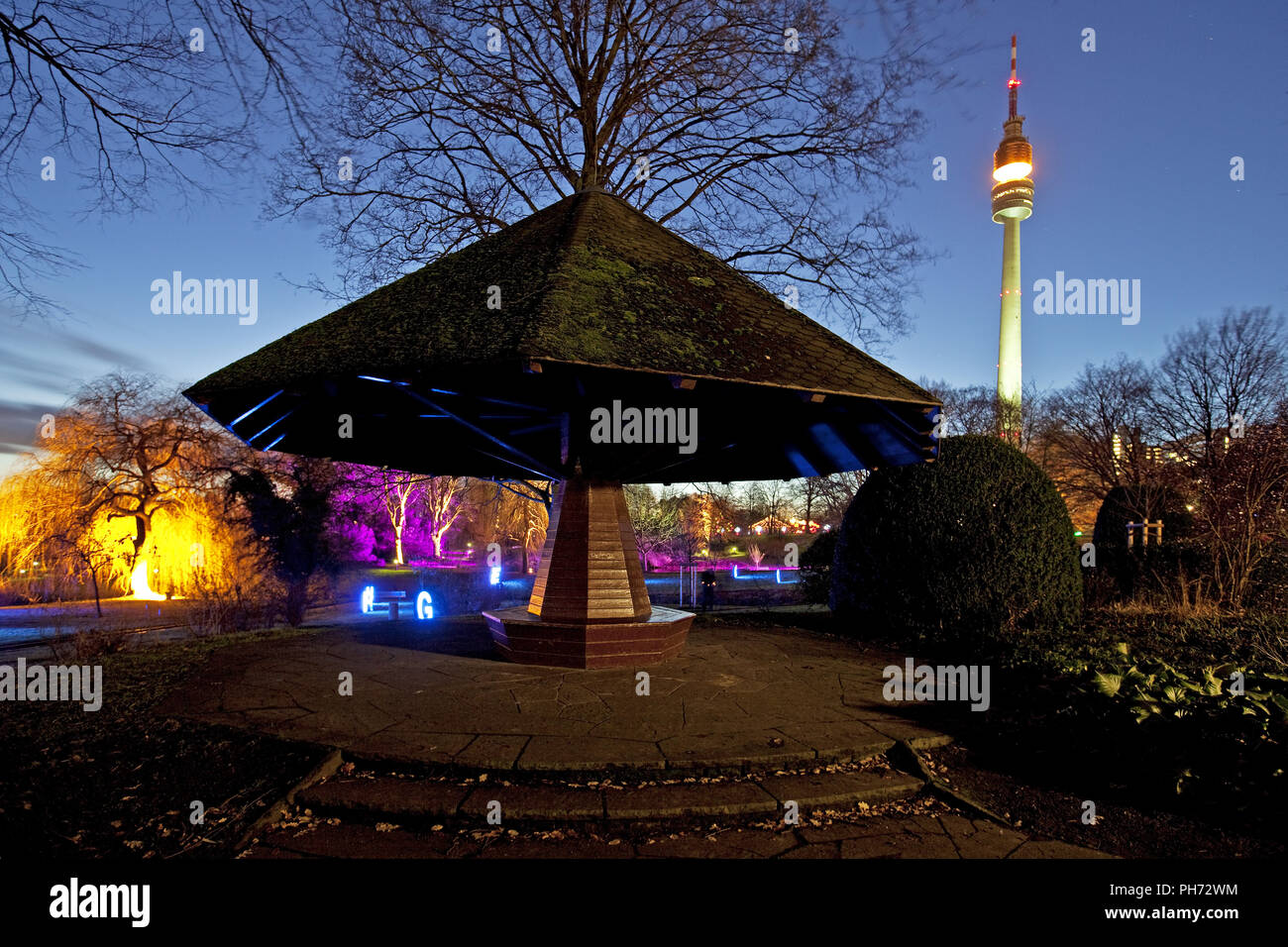 Winter lights, park Westphalia, Dortmund, Germany Stock Photo Alamy