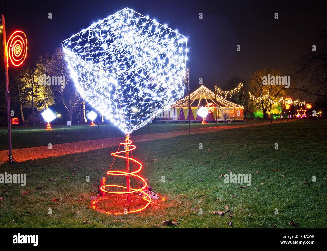 Winter lights, park Westphalia, Dortmund, Germany Stock Photo Alamy