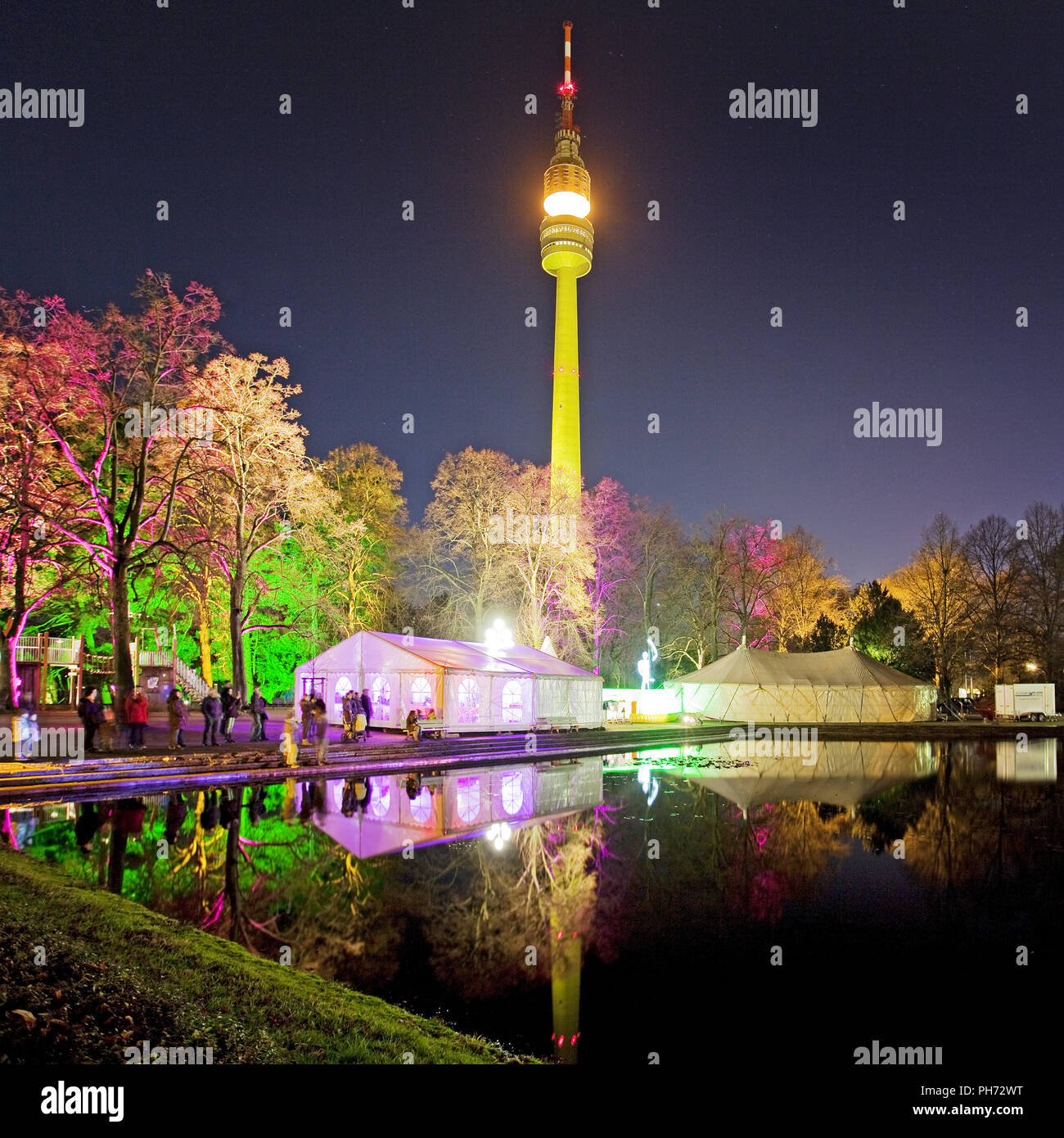 Winter lights, park Westphalia, Dortmund, Germany Stock Photo Alamy