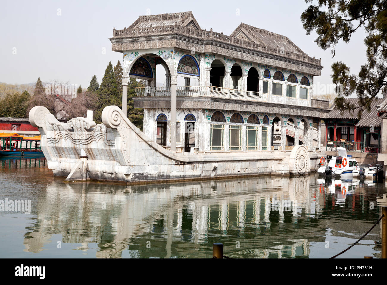 Marble boat at summer palace Stock Photo