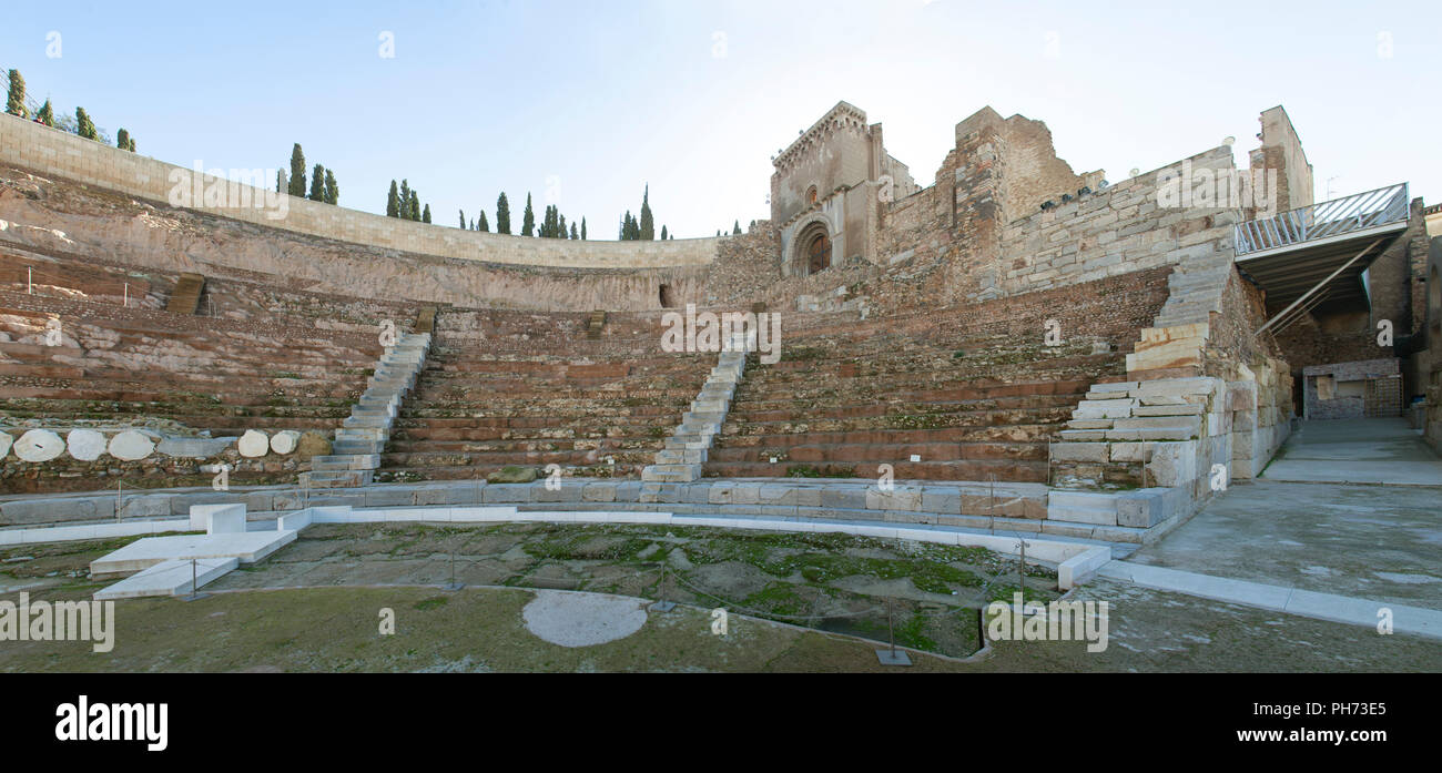 View of the stands of the Roman theater of Cartagena Stock Photo