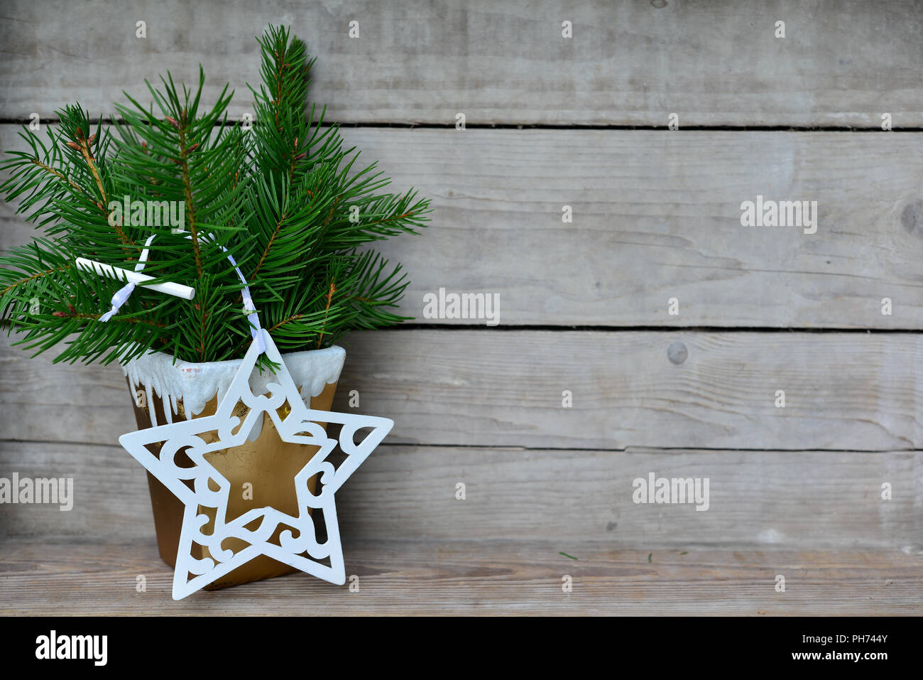 Christmas wooden background nature Stock Photo