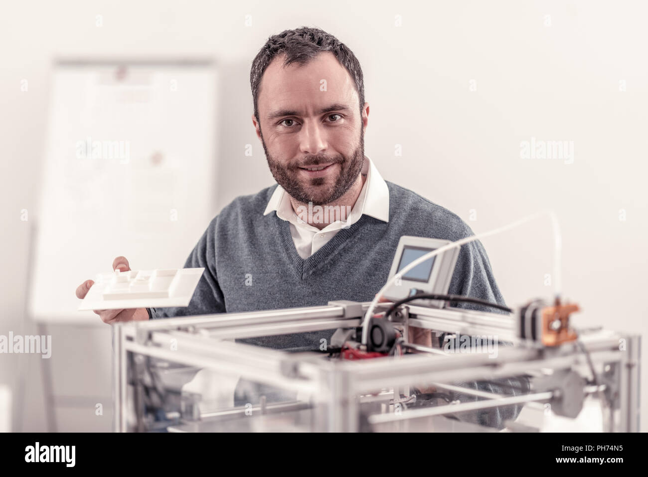 Creative adult designer making a 3D model Stock Photo