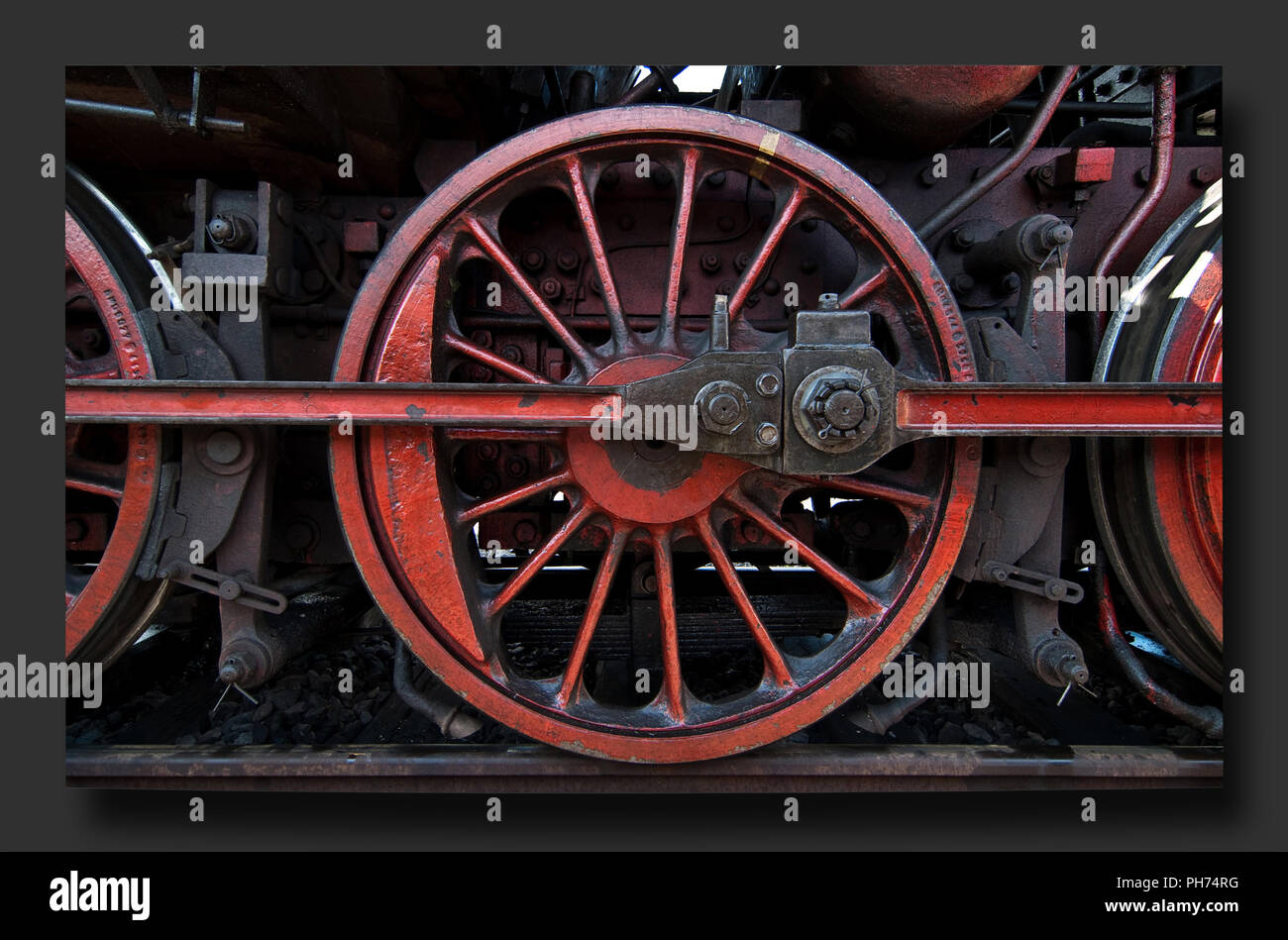 Steam Locomotive detail with frame Stock Photo