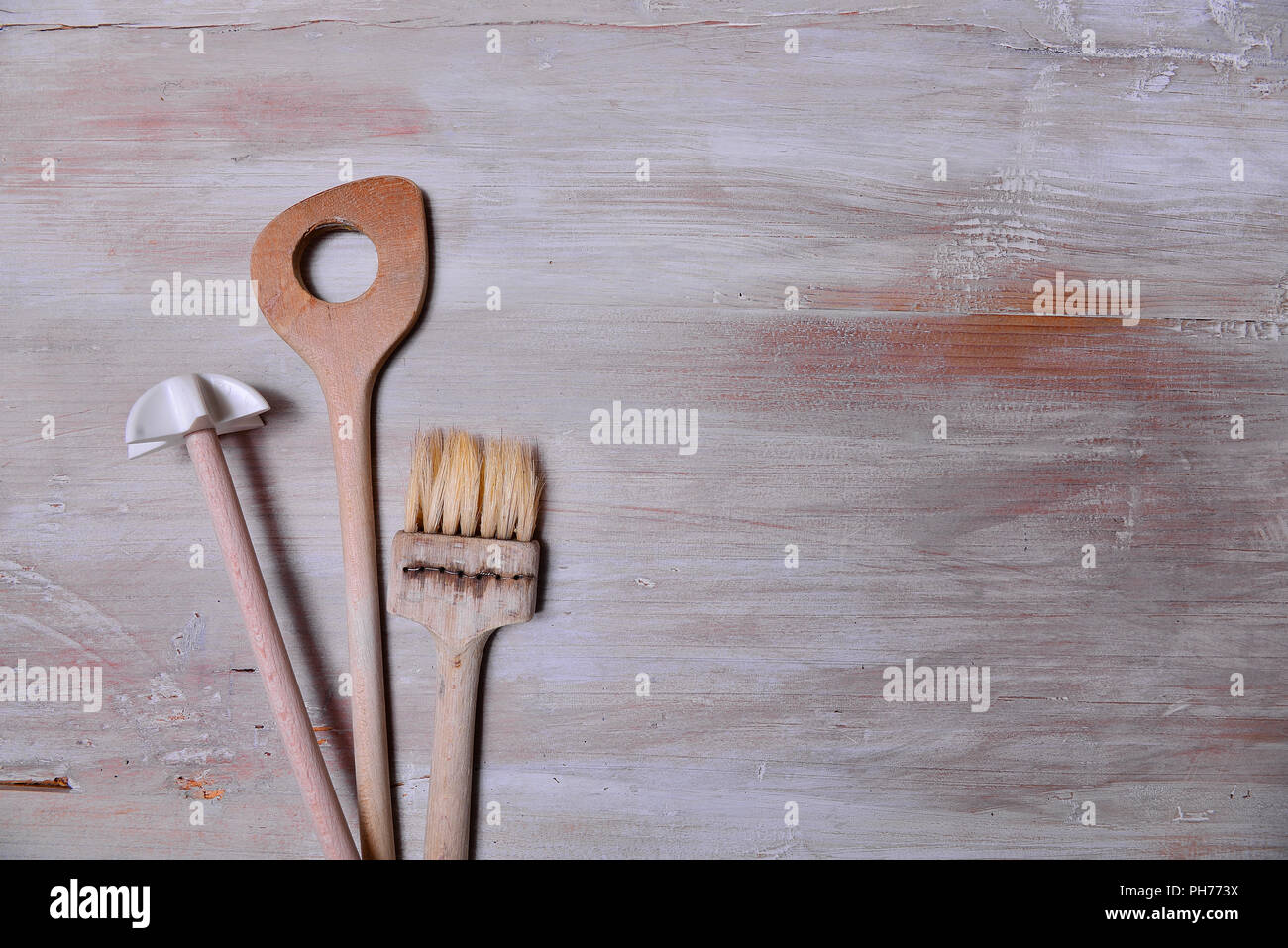 Cooking wooden spoon background Stock Photo - Alamy