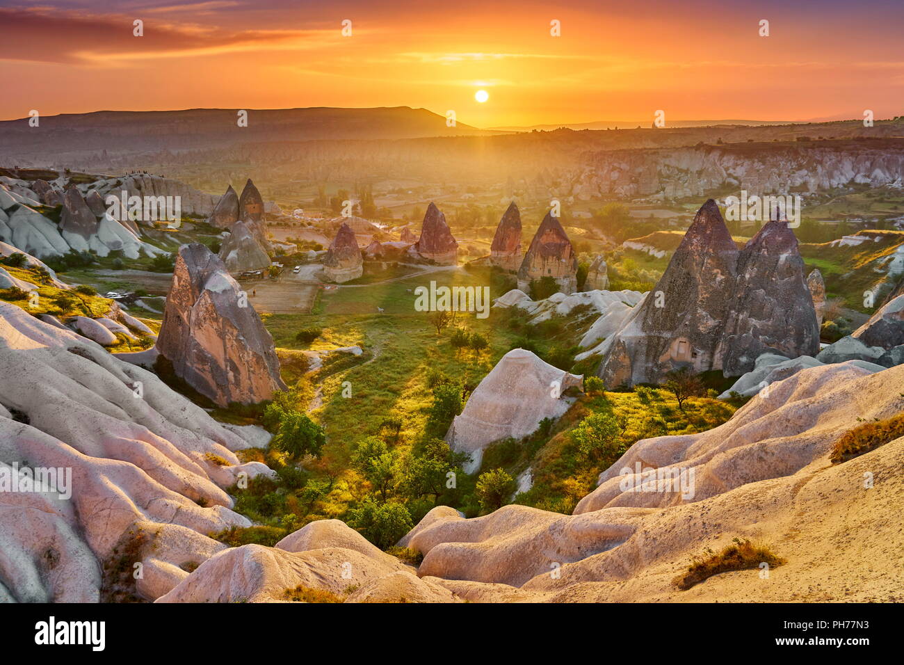 Sunrise at Cappadocia, Anatolia, Turkey Stock Photo