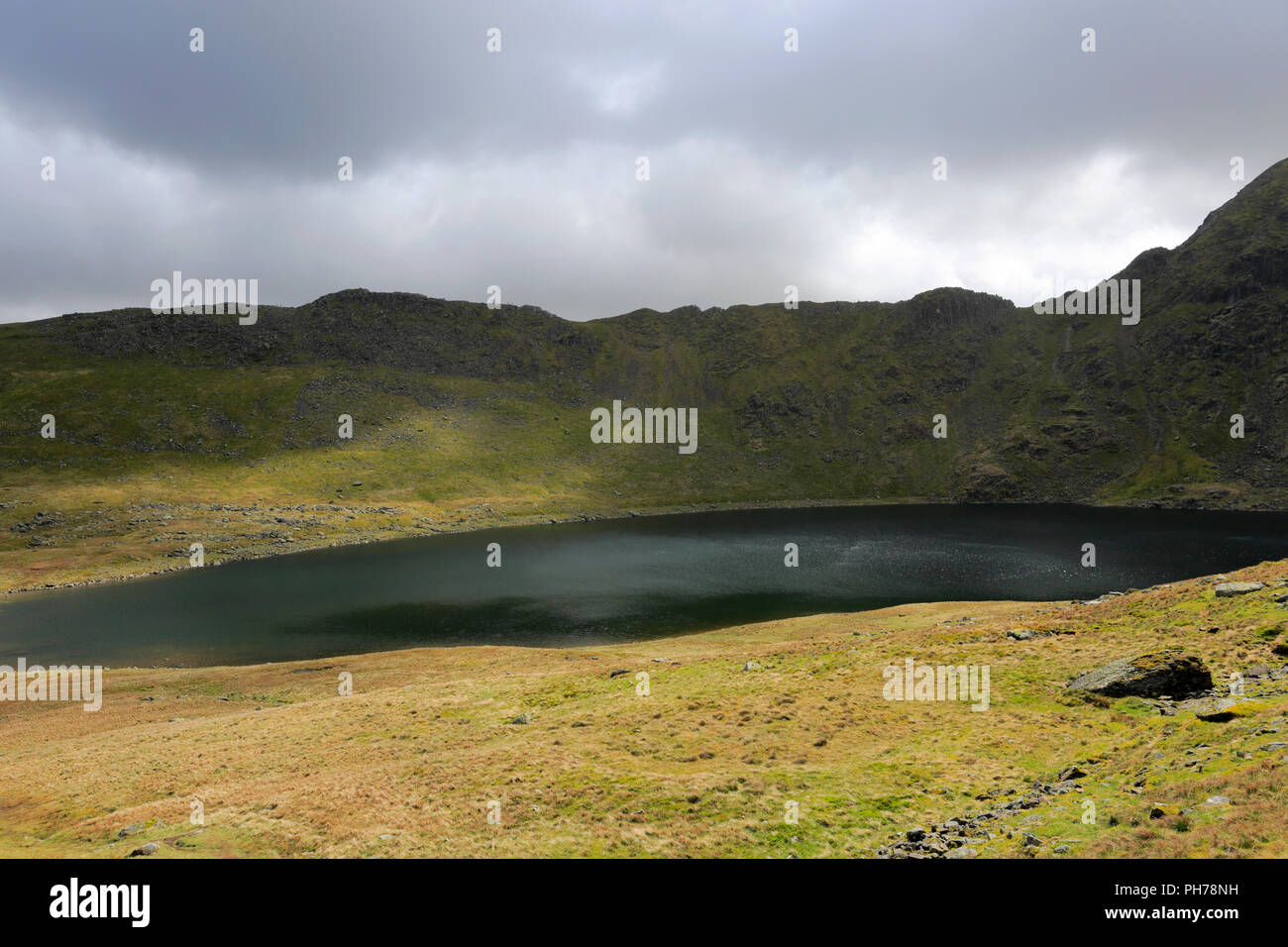 Striding Edge ridge on the way to Helvellyn fell, Lake District ...