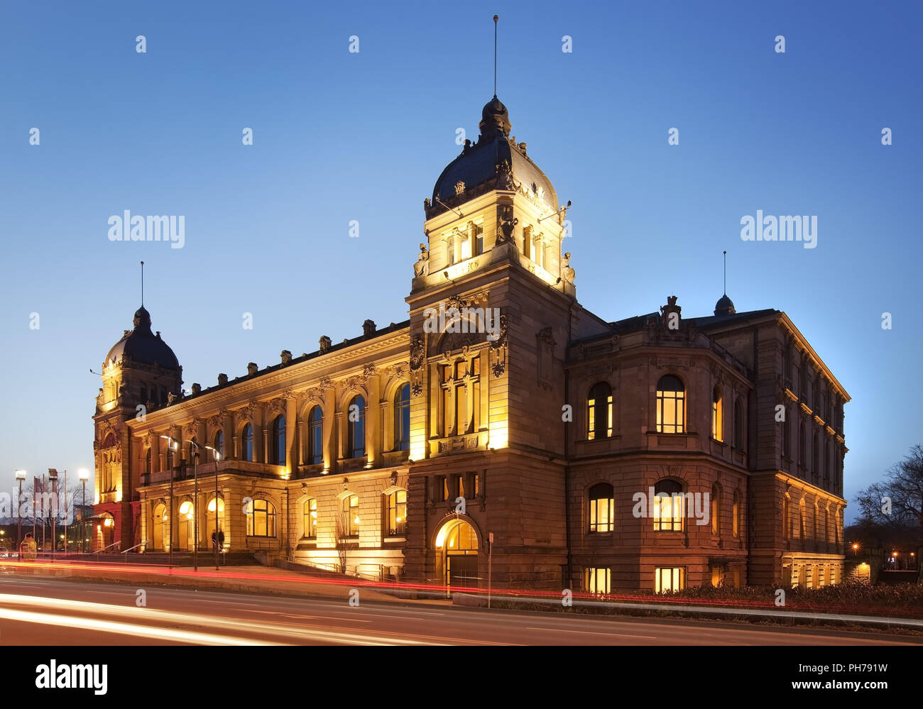 historic town hall in the evening, Wuppertal, Bergisches Land, North Rhine-Westphalia, Germany Stock Photo